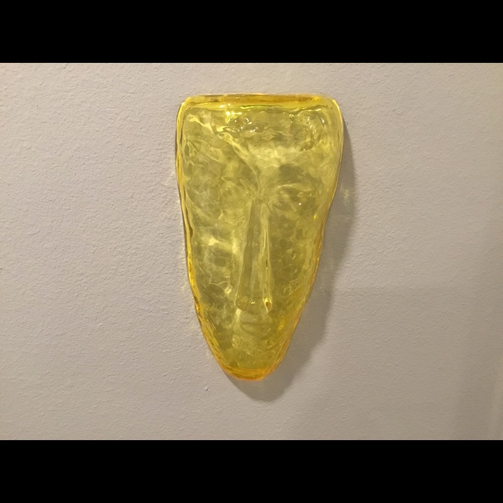 New art glass amber face wall sculpture art